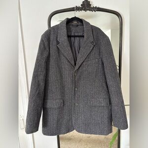 L.L. Bean Men’s 100% Shetland Wool Grey Blazer Quilted Lined Jacket Size 48 Tall